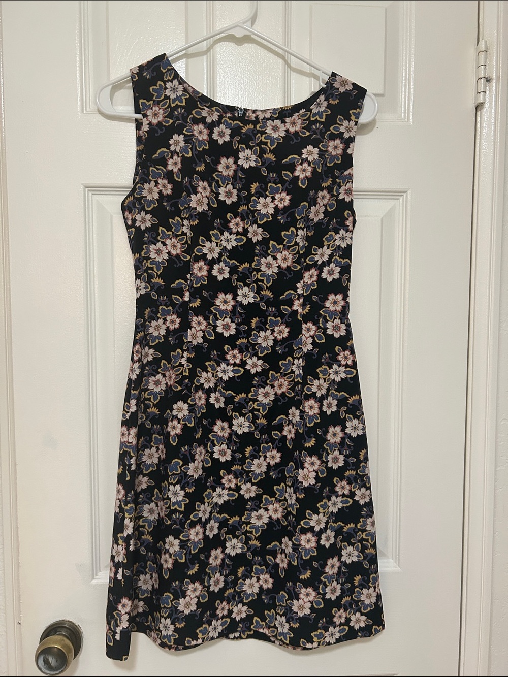 Floral Sleeveless A-Line Dress in Black and Blush